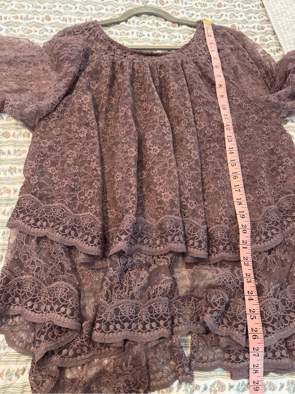 Free People Goldie Knit Top - Plum Dust Size Medium Lace Boho - Picture 9 of 12